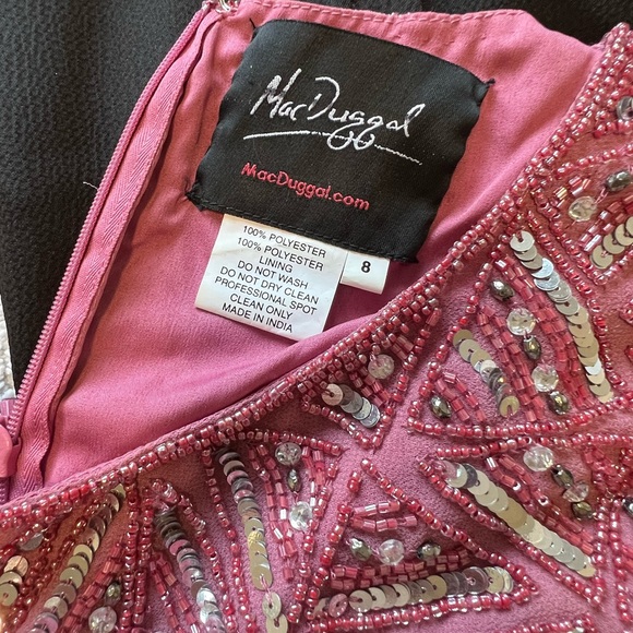 Mac Duggal Geometric Pattern Sequin MIDI Dress Size 8 - Picture 5 of 6